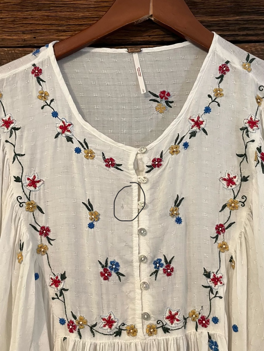 Free People boho floral embroidered flowy mini dress balloon sleeve large - Picture 8 of 8